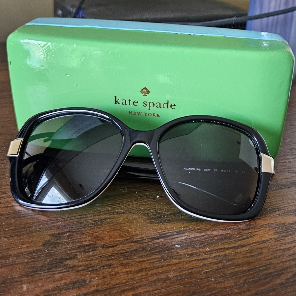 kate spade Black Oversized Women's Sunglasses with Gold Accents